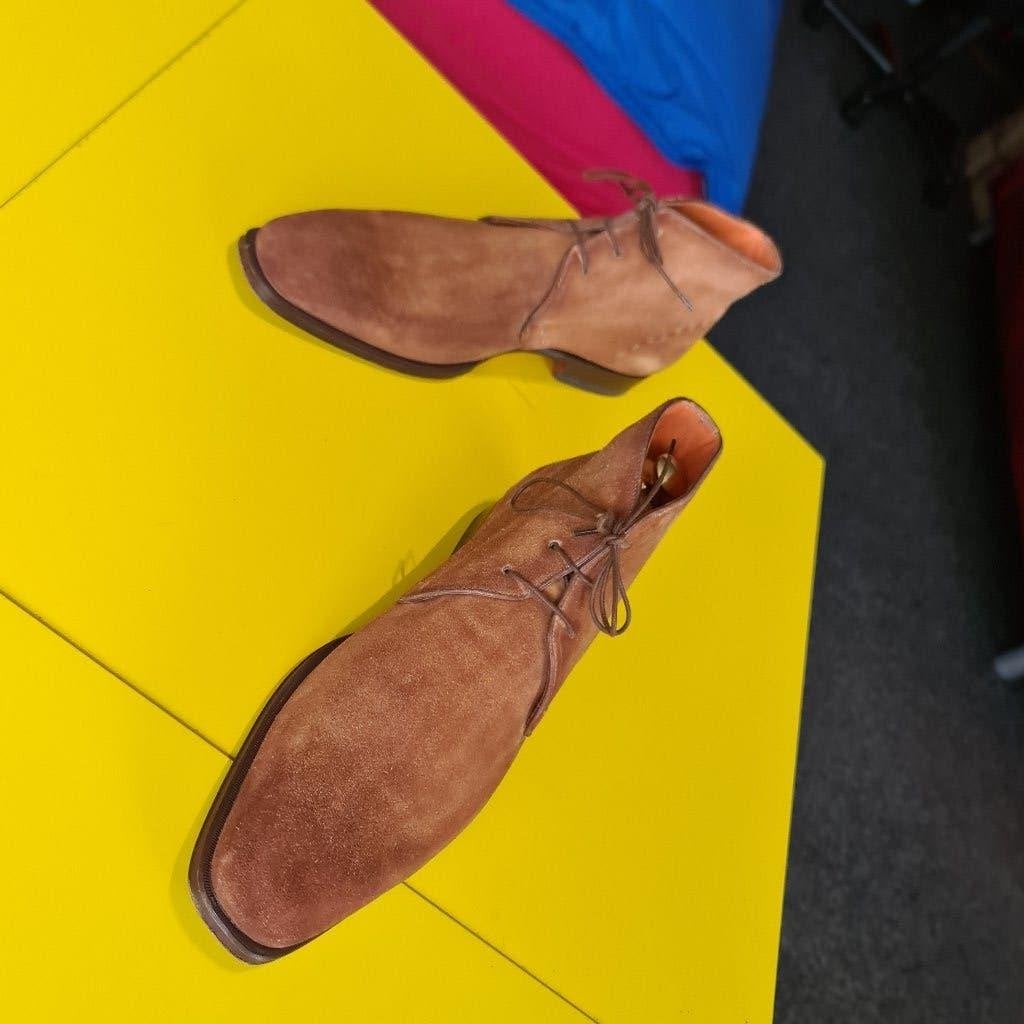Santoni suede half hoog schoenen met Cognac kleur 43, Bruin, Verzenden, Nieuw, Santoni