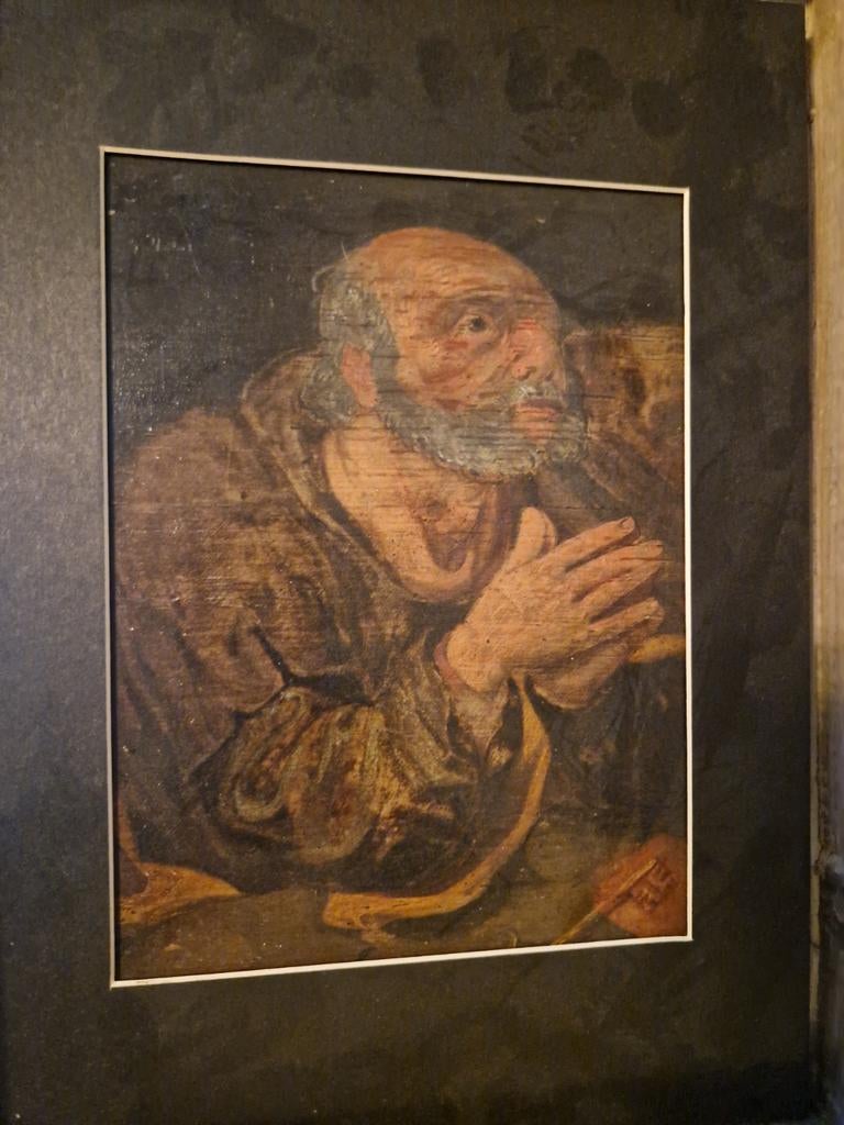 Antiek schilderij petrus bijbel, Ophalen of Verzenden