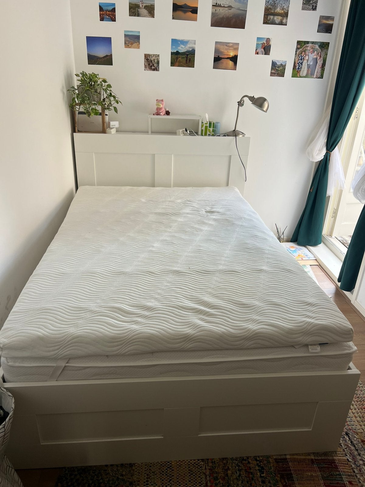 Ikea Brimnes 140x200 bed with headstand, Ophalen, Wit, Tweepersoons, 140 cm