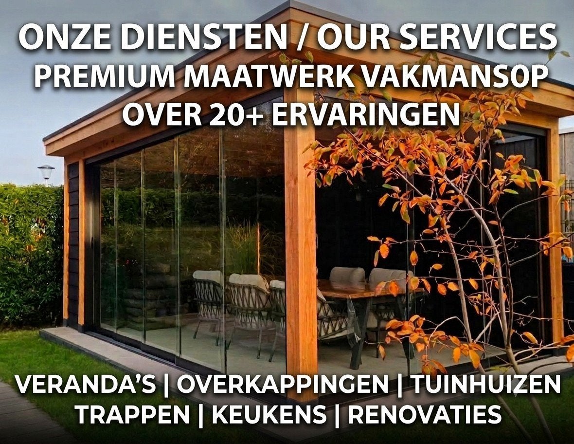 Veranda op Maat / Overkapping / Houten Tuinhuis - Vakman, 200 tot 400 cm, 250 tot 500 cm, Nieuw, Ophalen of Verzenden