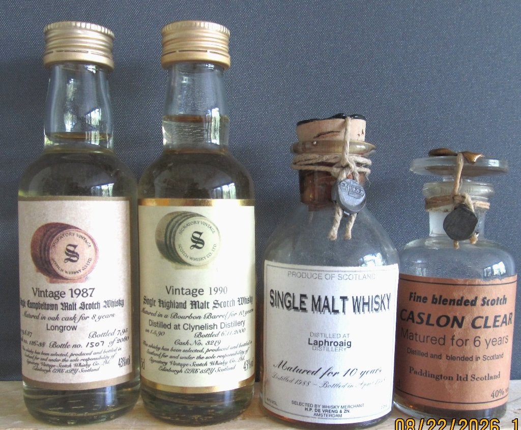 whisky miniatuurflesjes scotch whisky 4 flesjes, Verzamelen, Ophalen of Verzenden