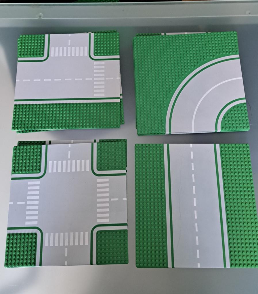 Lego Grondplaten Wegen Set: Bochten, Recht, Kruispunt, T-spl, Ophalen
