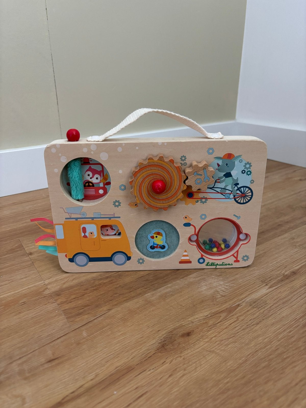 Houten activiteitenbord Lilliputiens, Ophalen of Verzenden, Zo goed als nieuw, Overige typen, Met geluid