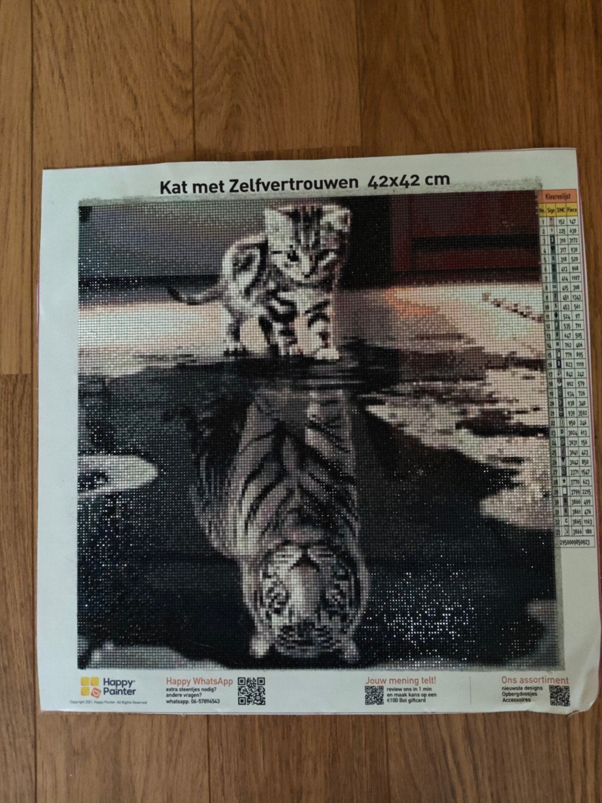 Diamond Painting Kat met Zelfvertrouwen 42x42 cm, Ophalen, Gebruikt, Meerkleurig, Kunststof
