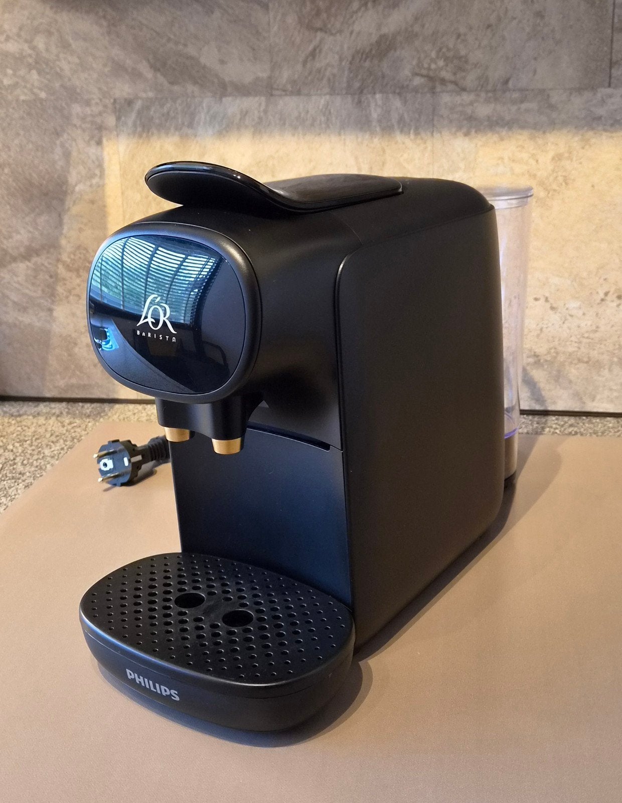 Philips L'OR Barista Sublime (Piano Noir) Koffiemachine, Ophalen, Koffiemachine, Zo goed als nieuw, Koffiepads en cups