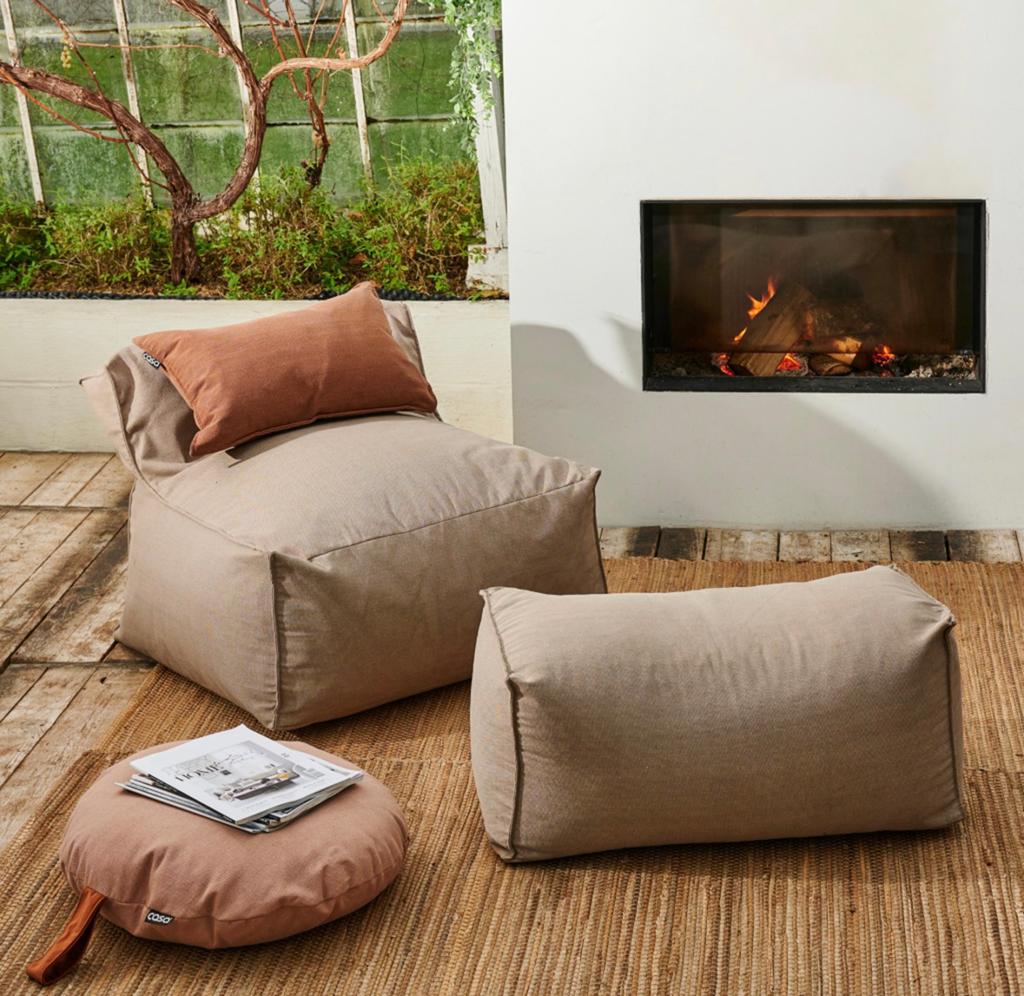 Loungeset balkon/tuin – 3-delig, Huis en Inrichting, Zitzakken, Ophalen, Gebruikt, Grijs, Zitzakstoel