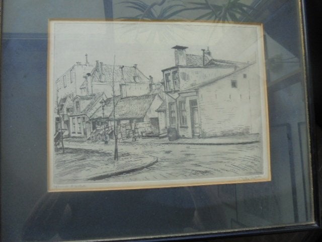 De PLoeg - ETS Johan Dijkstra - ca. 1930 - Zuiderkuipen, Stadsgezicht, 47 cm, Ophalen of Verzenden, Gesigneerd
