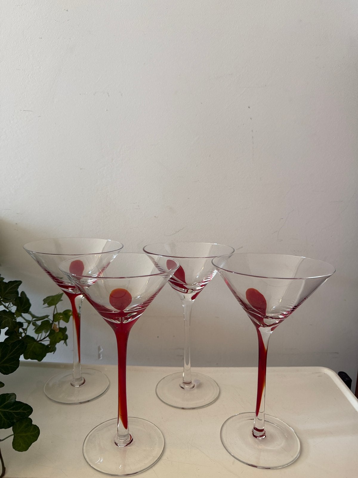Swirline Red cocktail glazen jaren 90 barware, Antiek en Kunst, Ophalen of Verzenden