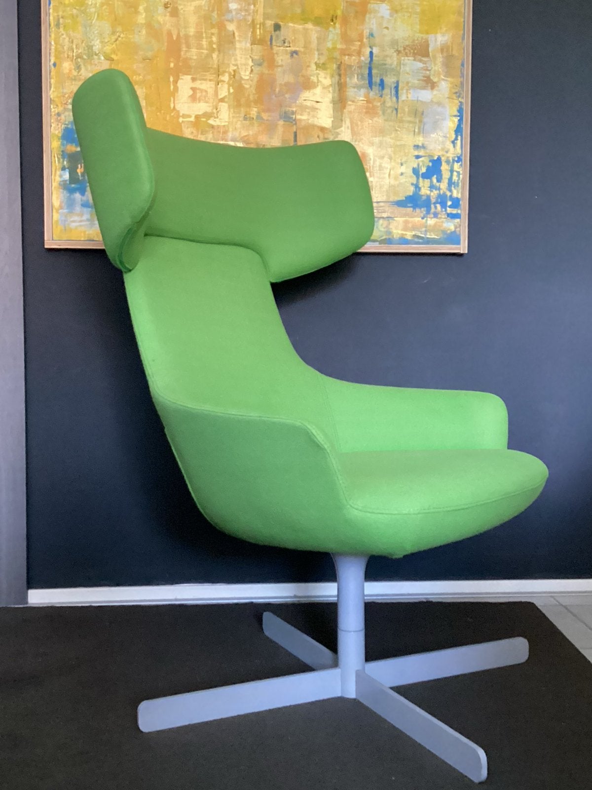 Zeer nette groene draaifauteuil of draaistoel, Huis en Inrichting, Ophalen, Zo goed als nieuw, Stof, 50 tot 75 cm