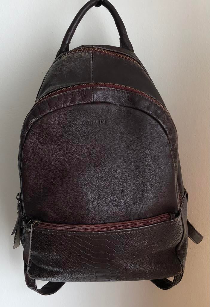 Burkely leren rugtas, Sieraden, Tassen en Uiterlijk, Tassen | Damestassen, Ophalen of Verzenden, Zo goed als nieuw, Bruin, Overige typen