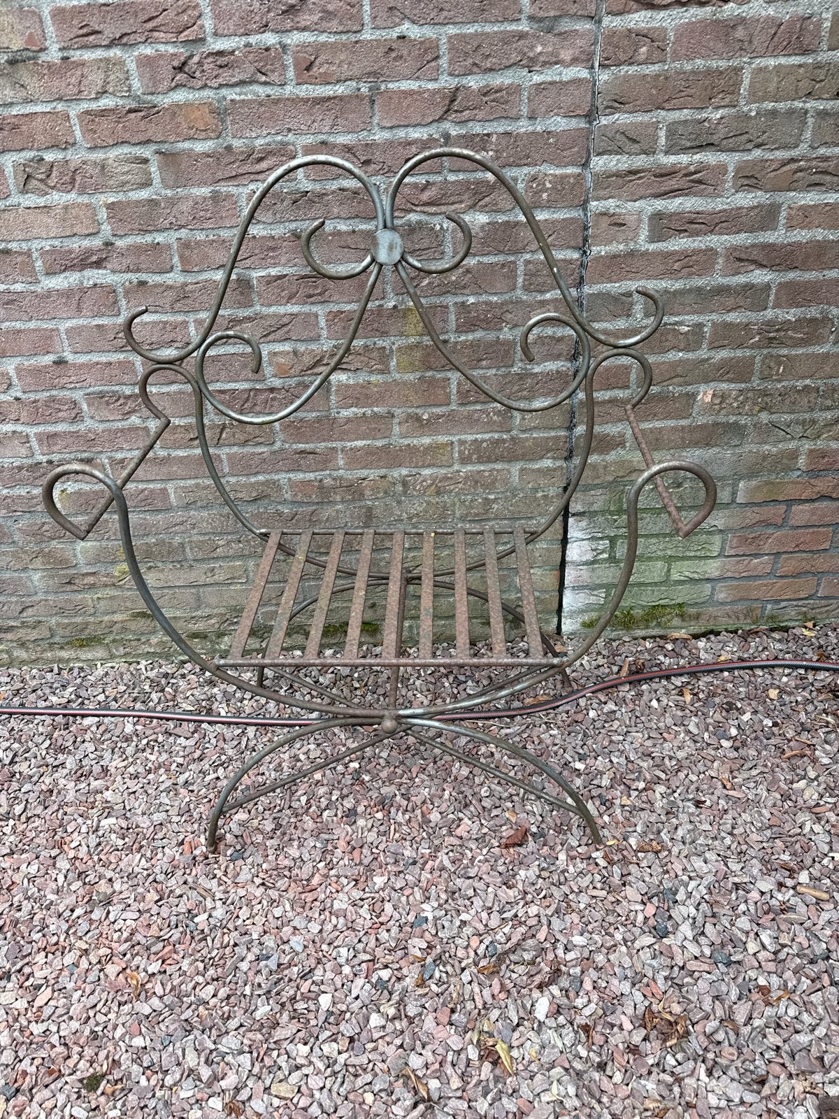 Vintage smeedijzeren tuinstoel, decoratief, Ophalen