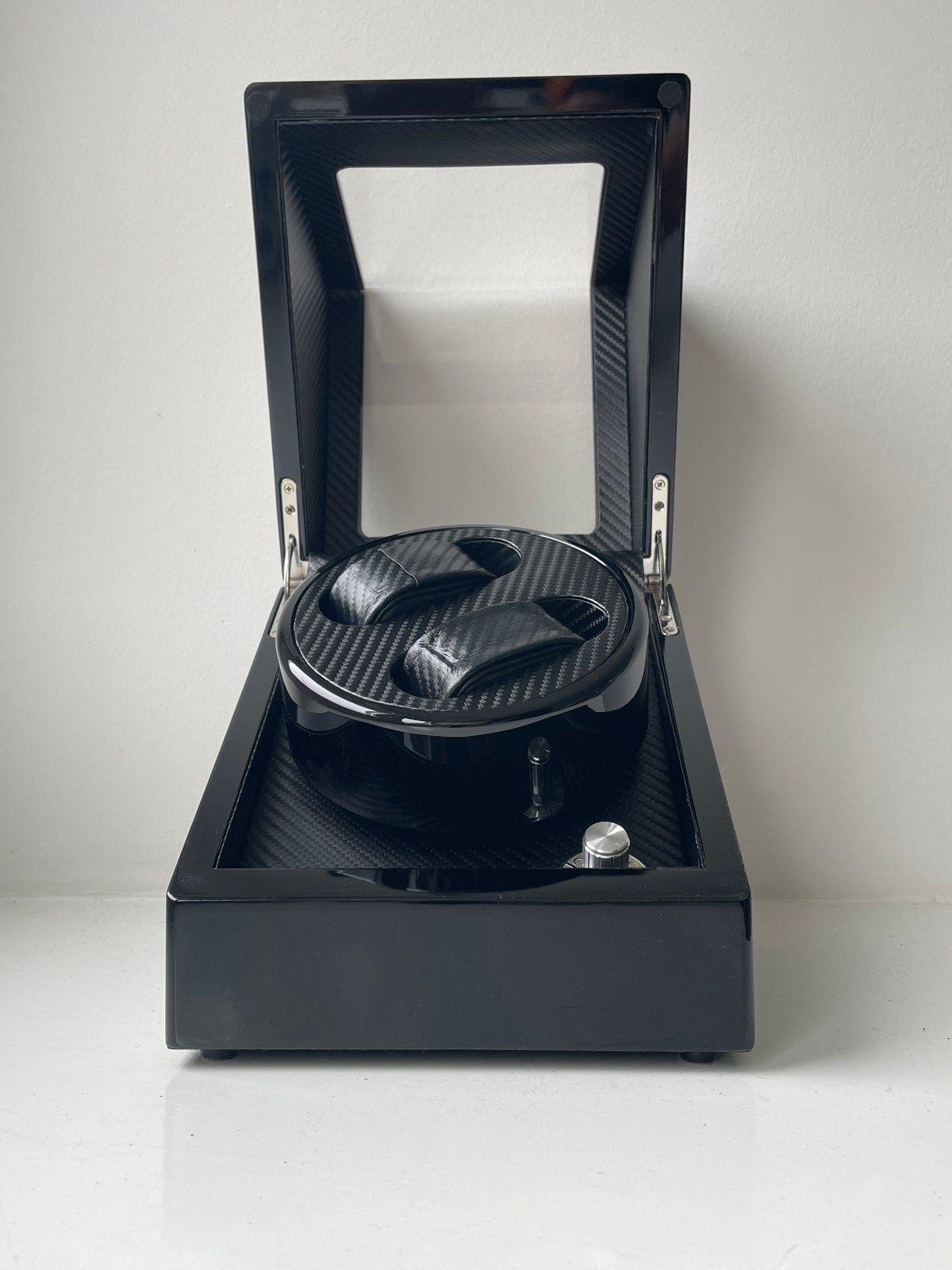 Luxe Watchwinder voor 2 horloges - Zwart met carbon look, Ophalen of Verzenden, Zo goed als nieuw