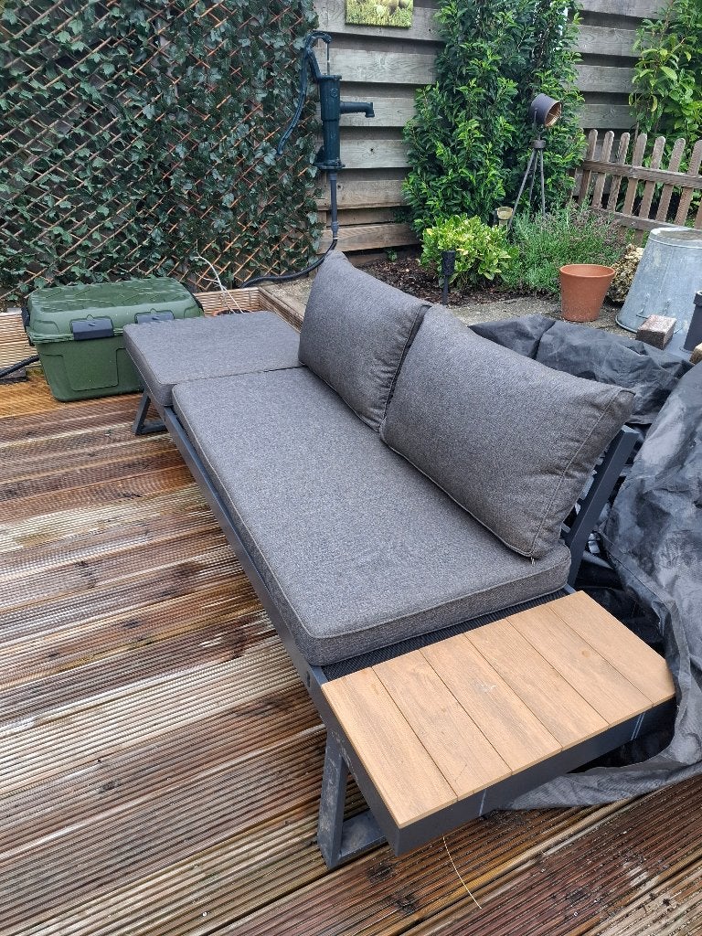 Loungebank, Ophalen, 3 zitplaatsen, Aluminium, Zo goed als nieuw