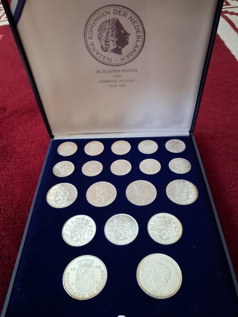 Complete Juliana Zilverset 1948 / 1980, Postzegels en Munten, Munten | Nederland, Koningin Juliana, Setje, Zilver, Overige waardes
