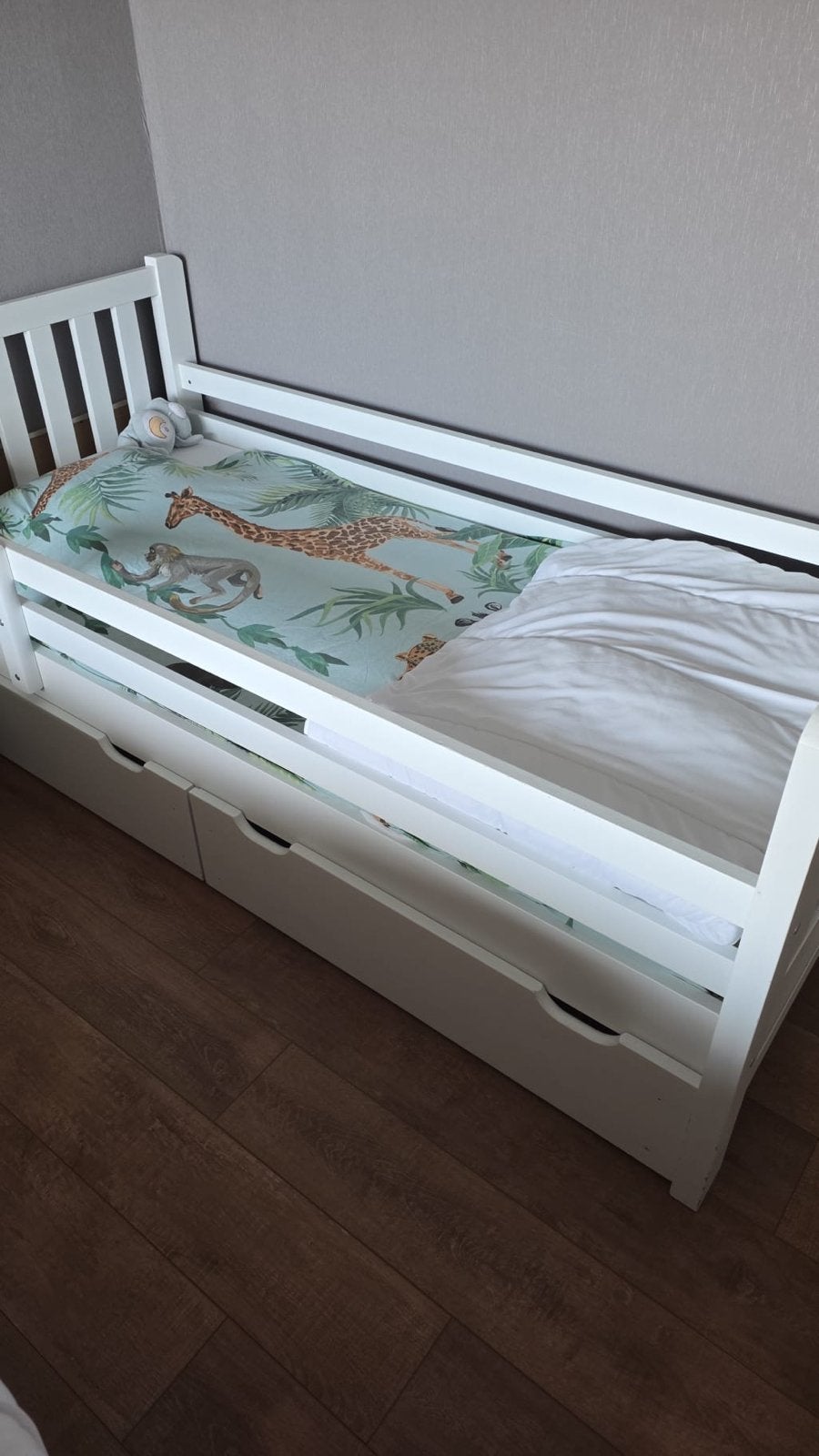 Eenpersoonsbed met 2 lades - 206x97 cm, Ophalen, Gebruikt, Eenpersoons, Wit