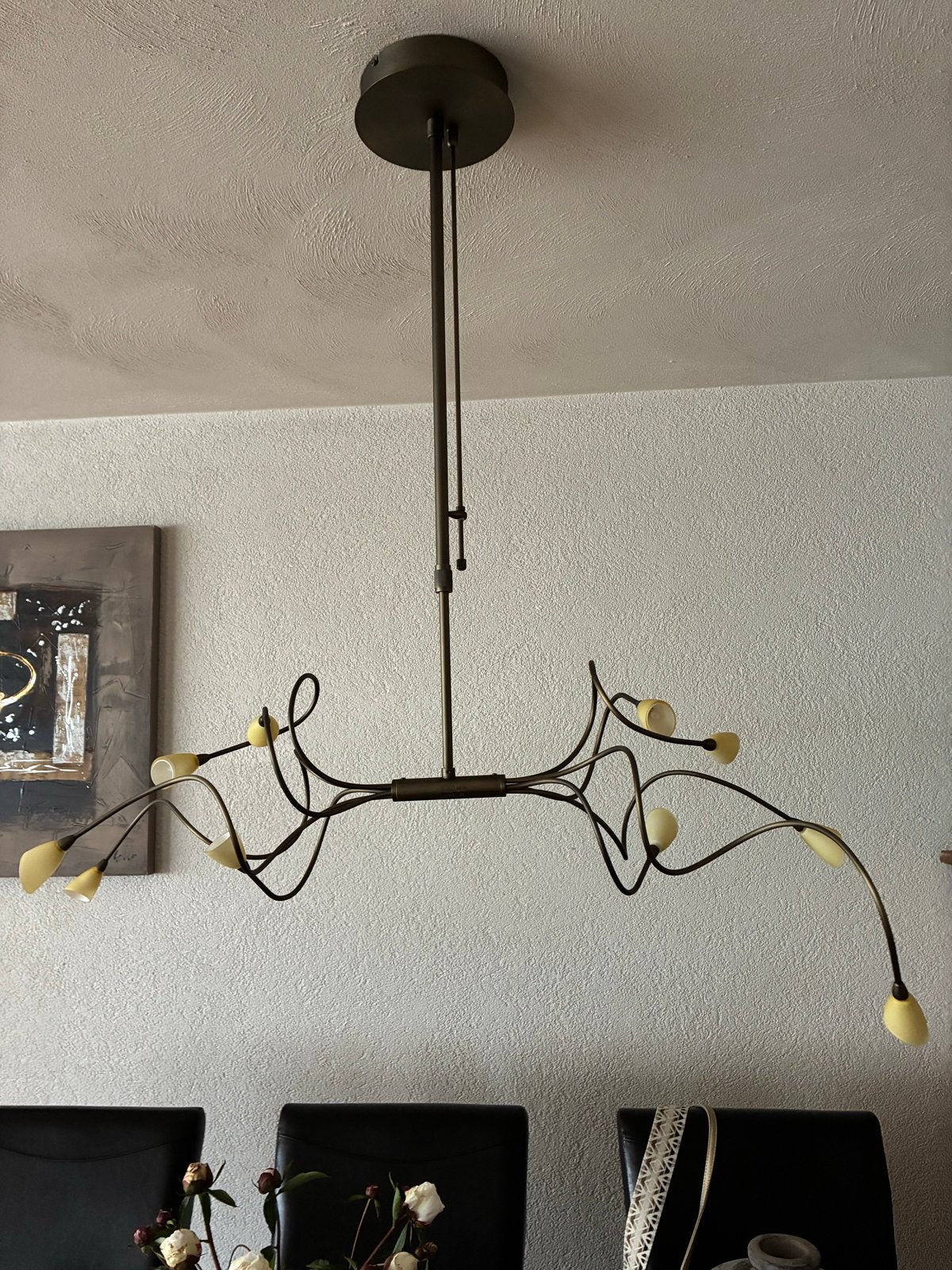 Moderne design hanglamp met 12 lichtpunten, Huis en Inrichting, Lampen | Hanglampen, Zo goed als nieuw, 75 cm of meer, Metaal