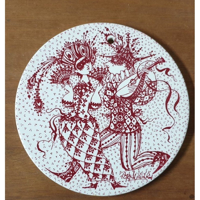 Bjorn Wiinblad Denmark wandplaquette Maskerade rood, Antiek en Kunst, Ophalen of Verzenden