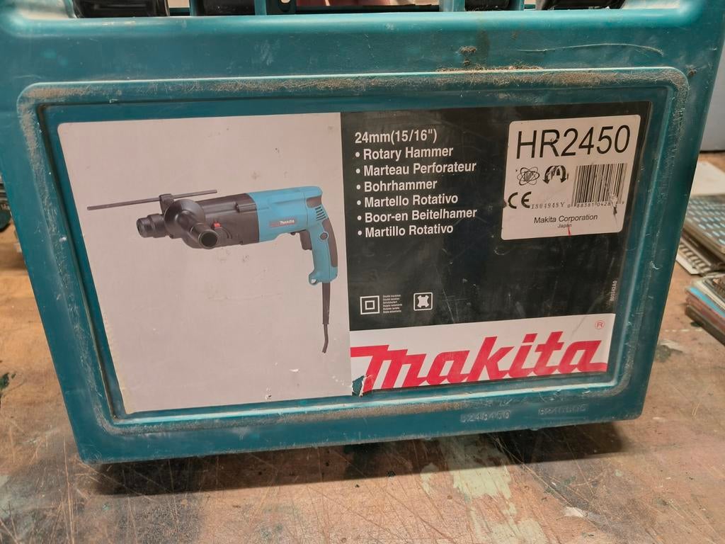 Makita HR2450 Boorhamer met borenset in koffer, Ophalen of Verzenden, Gebruikt, Boor- en/of Breekhamer