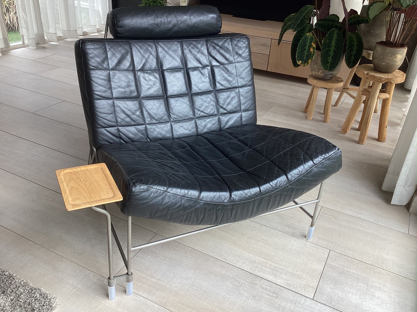 Leolux Volare - uniek met bijbehorend tafeltje, Huis en Inrichting, Fauteuils, Gebruikt, Leer, 75 tot 100 cm, 75 tot 100 cm, Ophalen