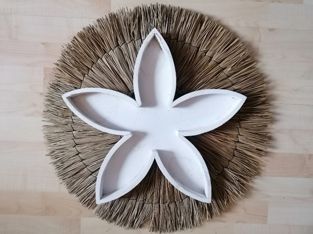 witte bloembak bloem hout geverfd evt. ophangen zonder riet, Overige materialen, Gebruikt, 40 cm of meer, Ophalen of Verzenden