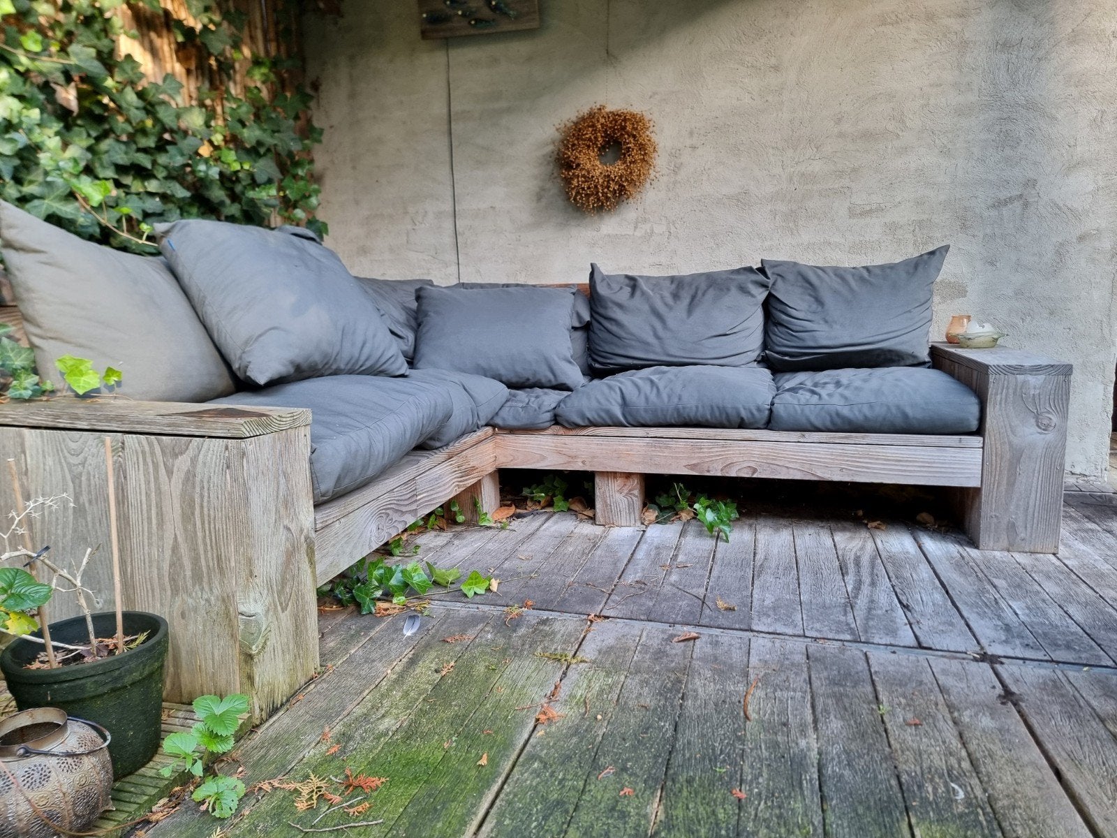 Handgemaakte loungebank met kussens, Tuin en Terras, Ophalen, Gebruikt, Hout