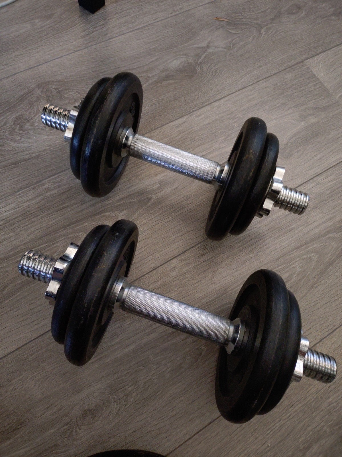 Aanpasbare dumbell set (halterset), Ophalen, Gebruikt, Rug, Halterset