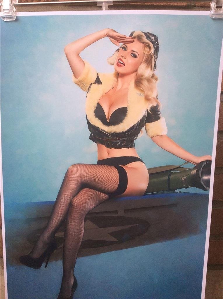 Leger Dame Retro Sexy Lingerie Pin up lkunst POSTER, Verzenden, Landmacht, Nederland, Foto of Poster