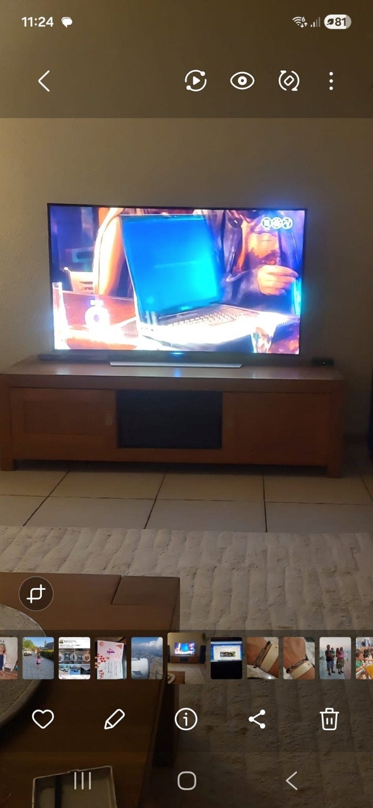 Blank eiken tv kast, Gebruikt, 100 tot 150 cm, Eikenhout, Ophalen of Verzenden