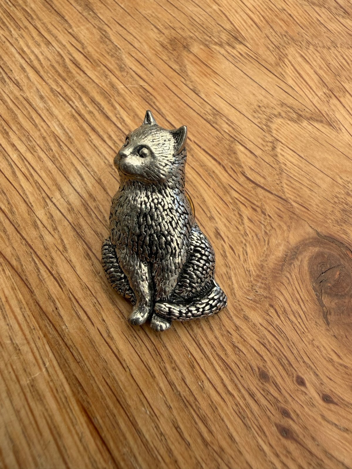 Vintage broche kat van tin, Overige materialen, 4 tot 7 cm, Gebruikt, Ophalen of Verzenden