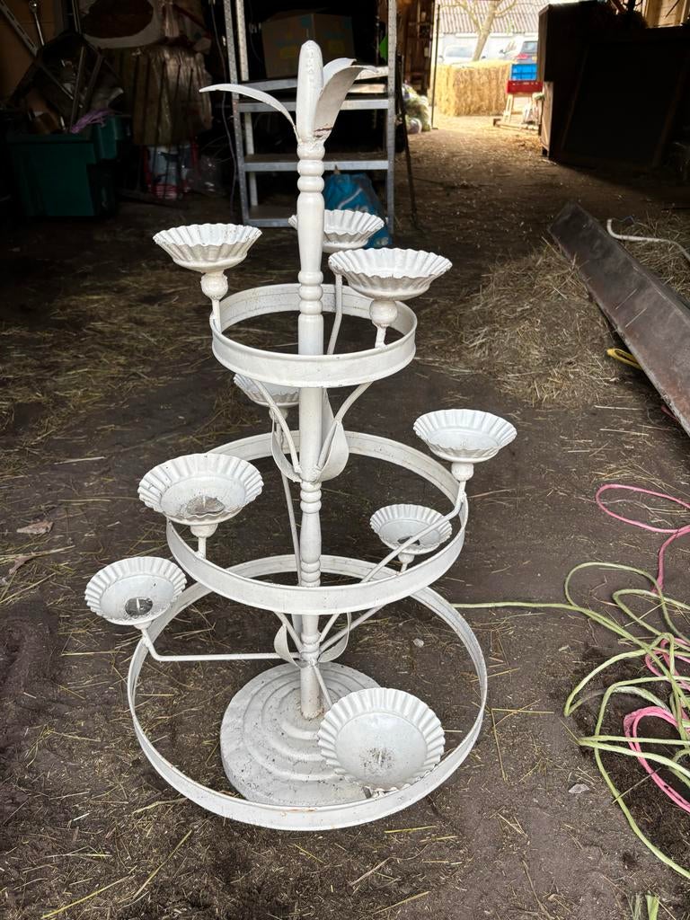 Etagère kandelaar - Wit metaal, Huis en Inrichting, Woonaccessoires | Kandelaars en Kaarsen, Ophalen, Gebruikt, Wit, Kandelaar