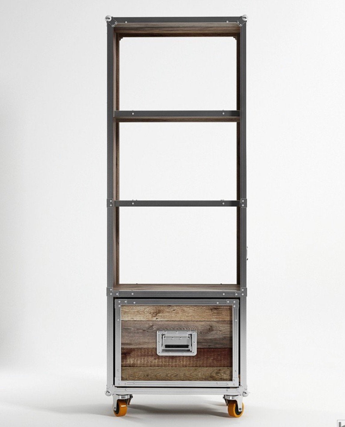 KarpenterRoadie DisplayRack Industriële designkast op wielen, Ophalen, Met plank(en), Industrieel design, Teakhout