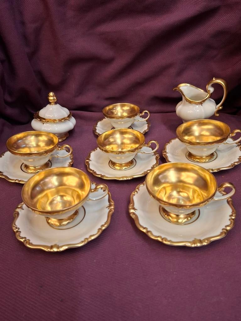 Rosenthal Pompadour Mokka Kopjes en Roomstel - U.S. Zone, Ophalen of Verzenden