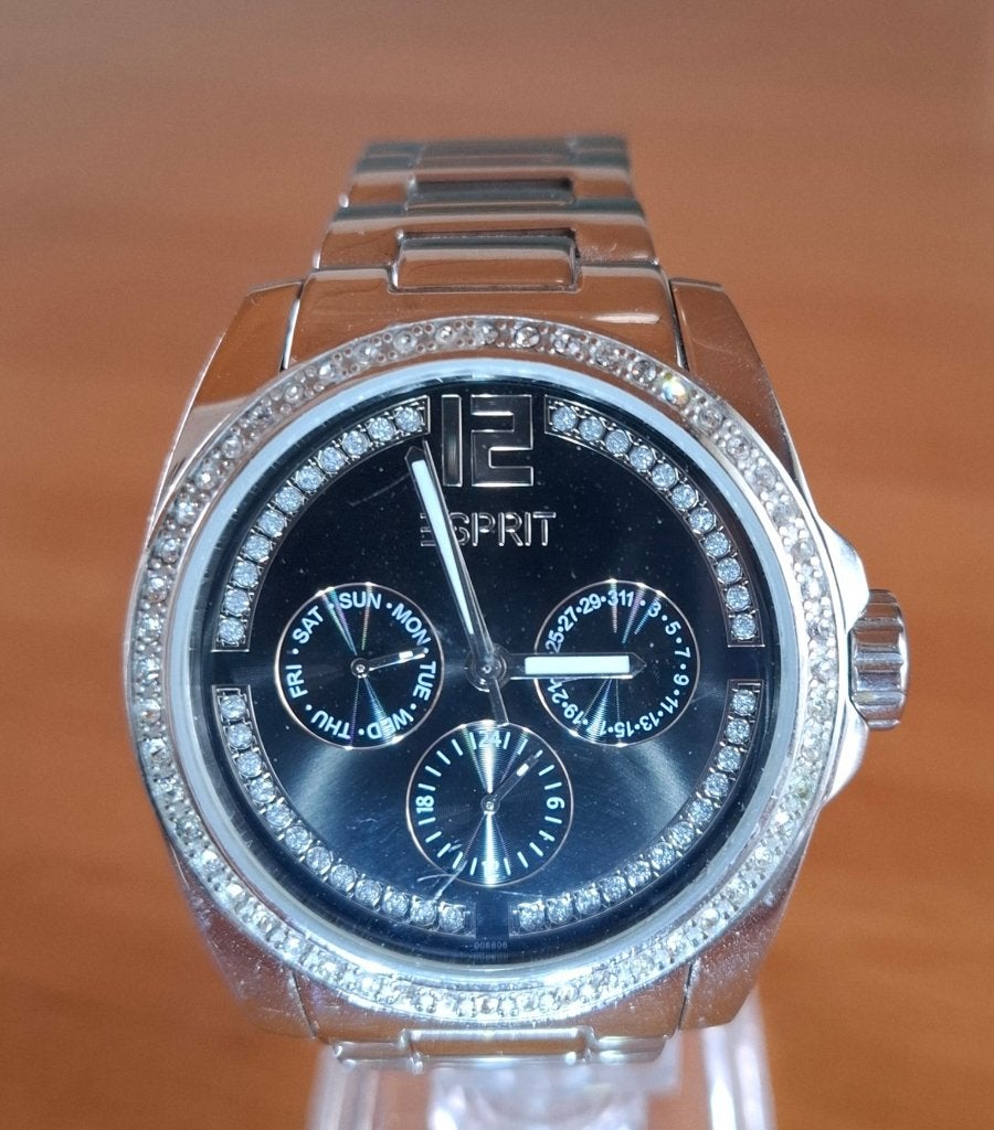 Esprit 100882 Dameshorloge Edelstaal met Zirkonia, Staal, Staal, Verzenden, Zo goed als nieuw