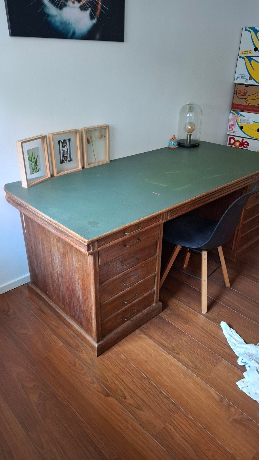 KOOPJE! Vintage Bureau Jaren '60/'70 - 200x90x75 cm, Huis en Inrichting, Vintage, Ophalen, Gebruikt, Hout