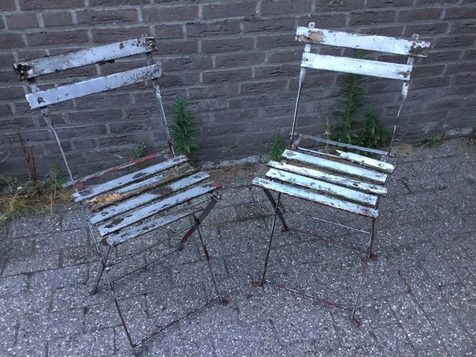 Oude biestro klapstoelen retro antiek curiosa industrieel, Ophalen of Verzenden, Zo goed als nieuw