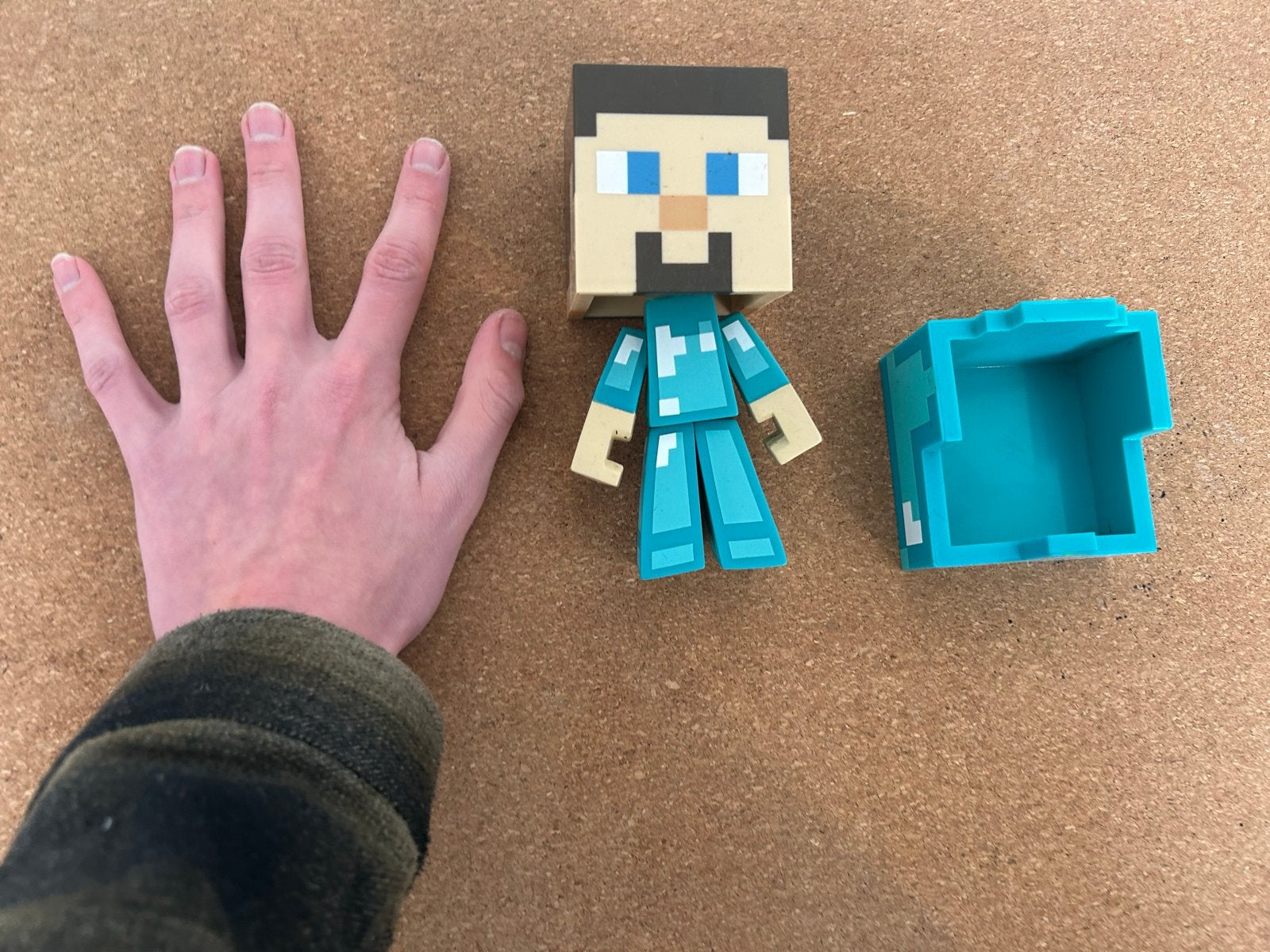 Minecraft Steve actiefiguur met afneembare helm, Ophalen of Verzenden, Zo goed als nieuw
