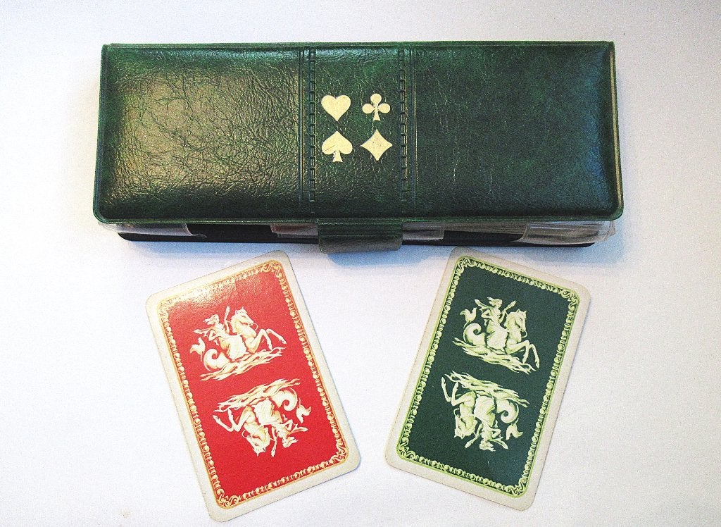 Nederlandse dubbeldeks speelkaarten in etui uit de jaren 80., Ophalen of Verzenden, Speelkaart(en)
