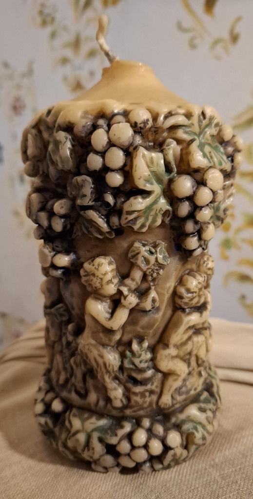 Duitse vintage jaren 60 stompkaars met putti/Bachus/druiven, Overige materialen, Overige kleuren, Verzenden, Nieuw