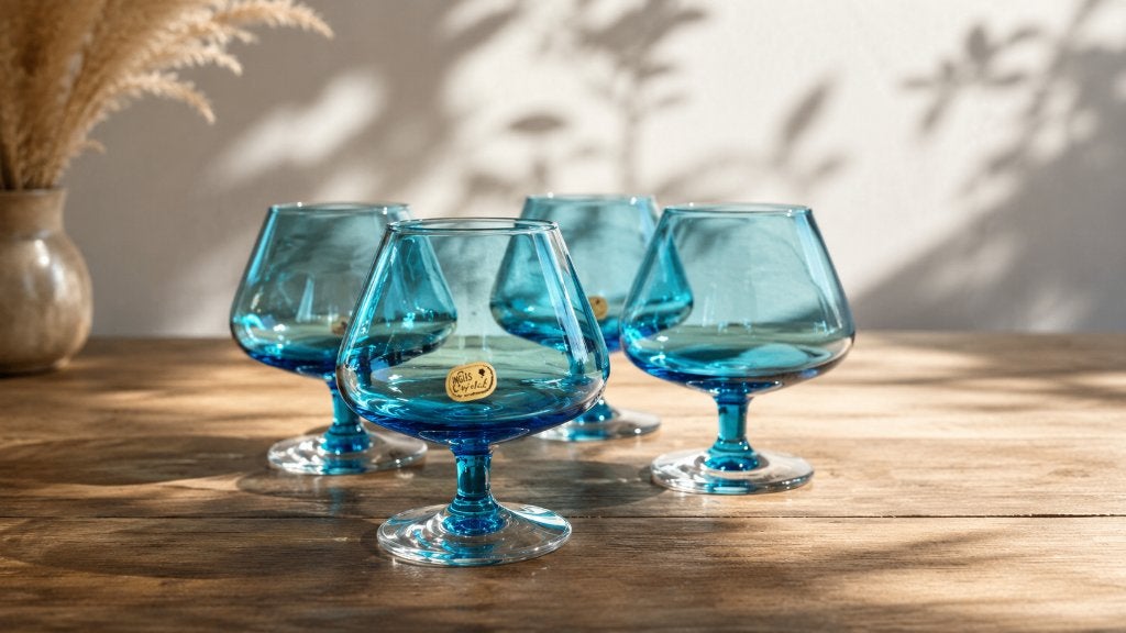 Vintage Smoked Blue Cognac Glazen, Antiek en Kunst, Antiek | Glas en Kristal, Ophalen of Verzenden