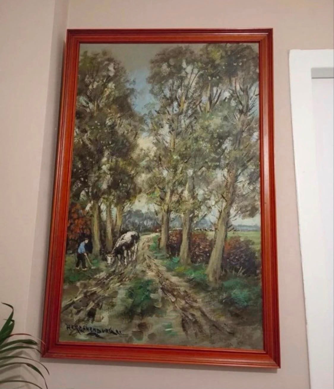 olieverf H.C. Kranenburg Landschap met koe, Ophalen