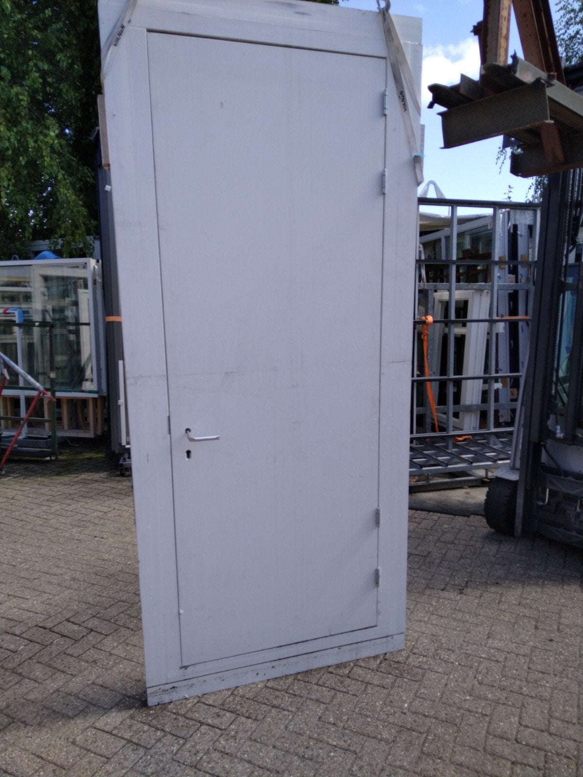 hardhout kozijn met dichte  voordeur, 100 tot 120 cm, 215 cm of meer, Ophalen of Verzenden, Buitendeur