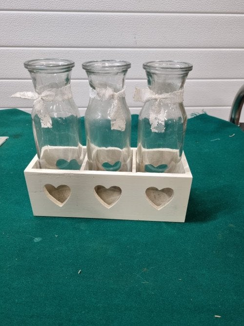 Decoratie flesjes in houder van hout, Ophalen of Verzenden, 'T Olde Gre-j, Info@toldegrej.nl, Endepoelstraat 20f Didam