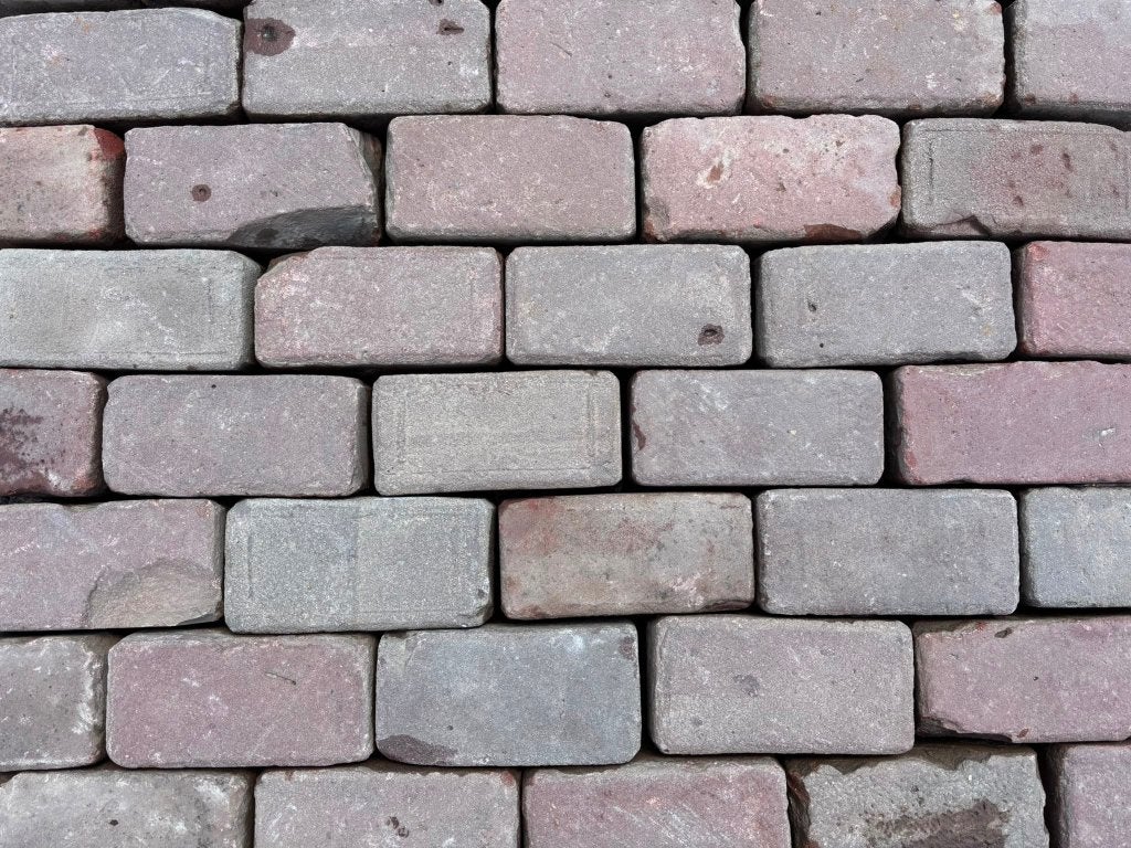 V14, Oude Gebakken Klinkers, Keiformaat, Rood-Paars, Tuin en Terras, Tegels en Klinkers, Overige materialen, Gebruikt, Klinkers