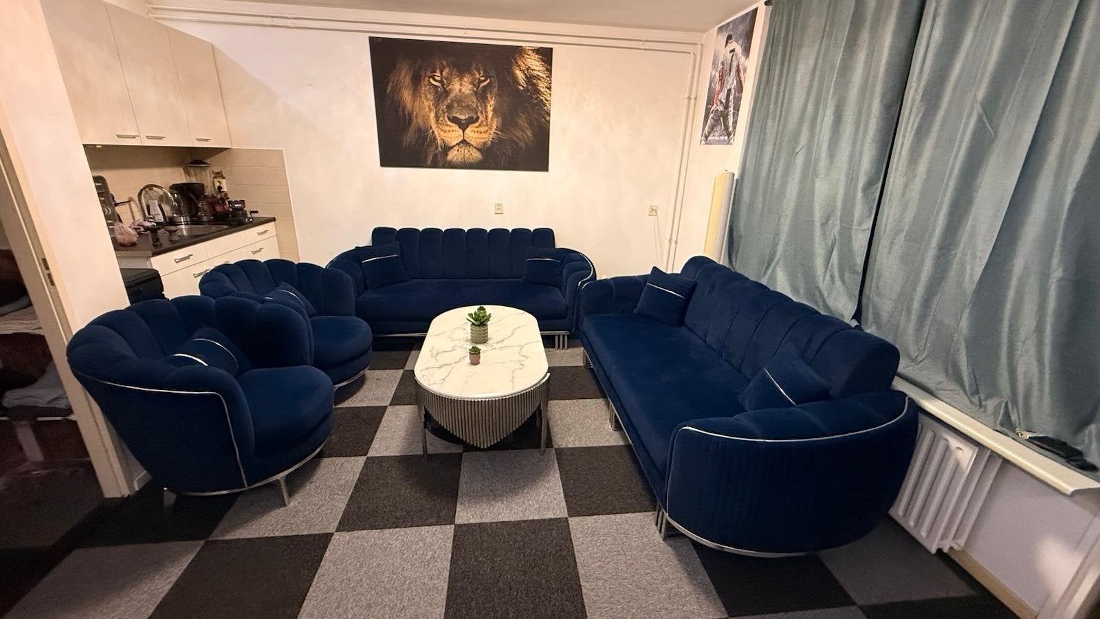 Luxe woonkamer set: 2 banken, 2 fauteuils, marmeren salontaf, Ophalen, Overige maten, 75 tot 100 cm, Zo goed als nieuw