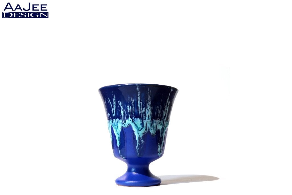 Fat Lava – Pythagoras beker / wijnbeker – Blauw met wit, Antiek en Kunst, Antiek | Keramiek en Aardewerk, Ophalen of Verzenden
