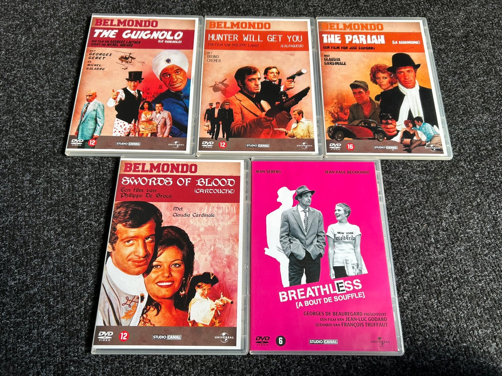 5 x belmondo film op dvd, Vanaf 16 jaar, Ophalen of Verzenden, Gebruikt, Actie en Avontuur