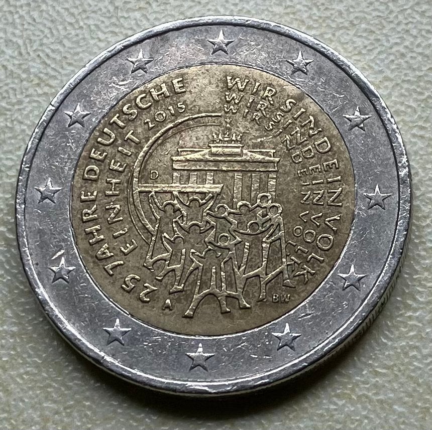 2 Euro Herdenkingsmunt 🇩🇪 25e verjaardag Duitse hereniging, Postzegels en Munten, Munten | Europa | Euromunten, Ophalen of Verzenden