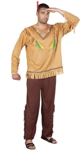 5 Delig Heren Indianen outfit mt M / L + accessoires, Ophalen of Verzenden, Nieuw, Maat 52/54 (L)