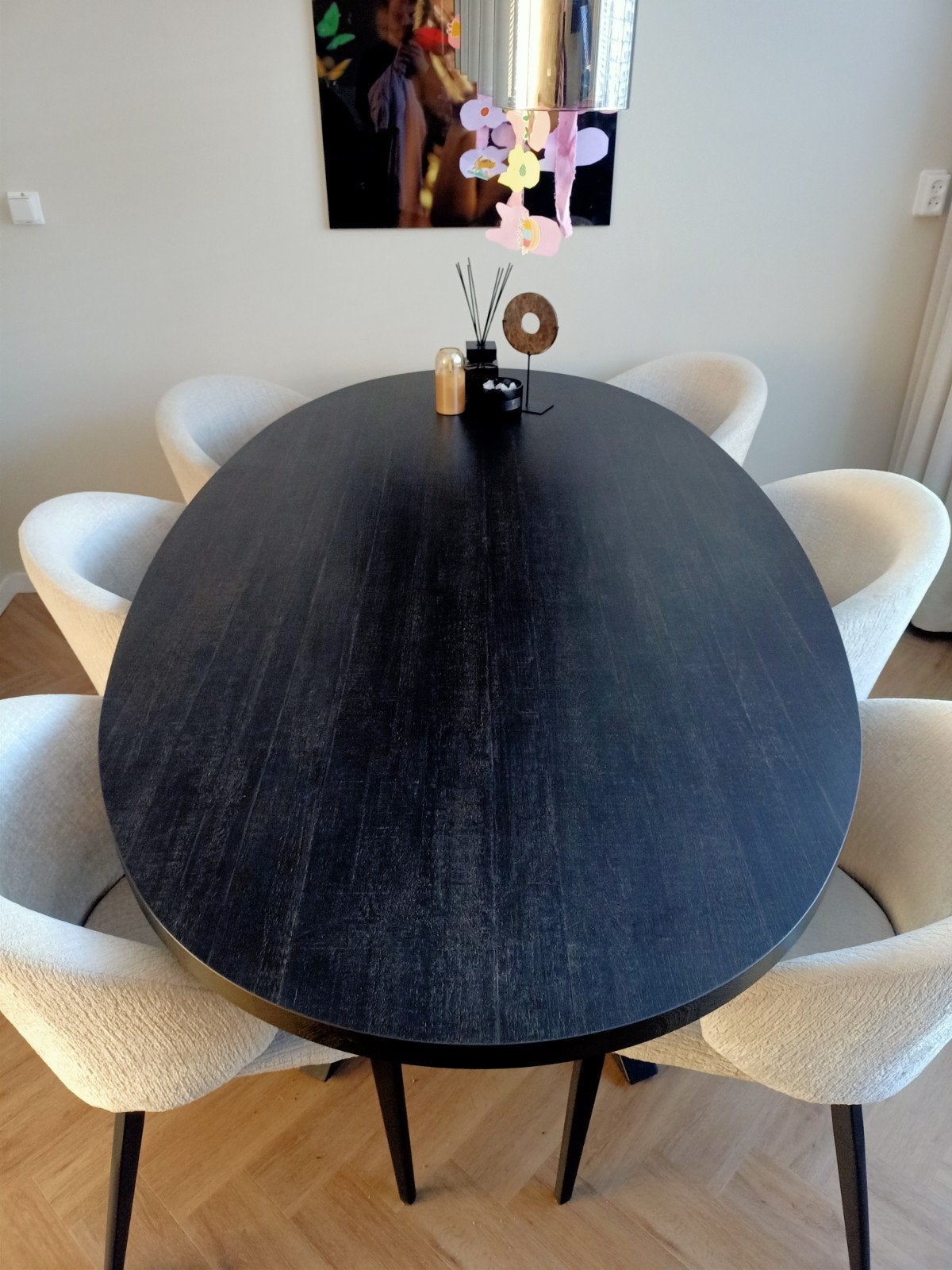 Eettafel ovaal met Matrix Poot 220x120 cm - Old Piano, Ophalen, 100 tot 150 cm, 200 cm of meer, Zo goed als nieuw
