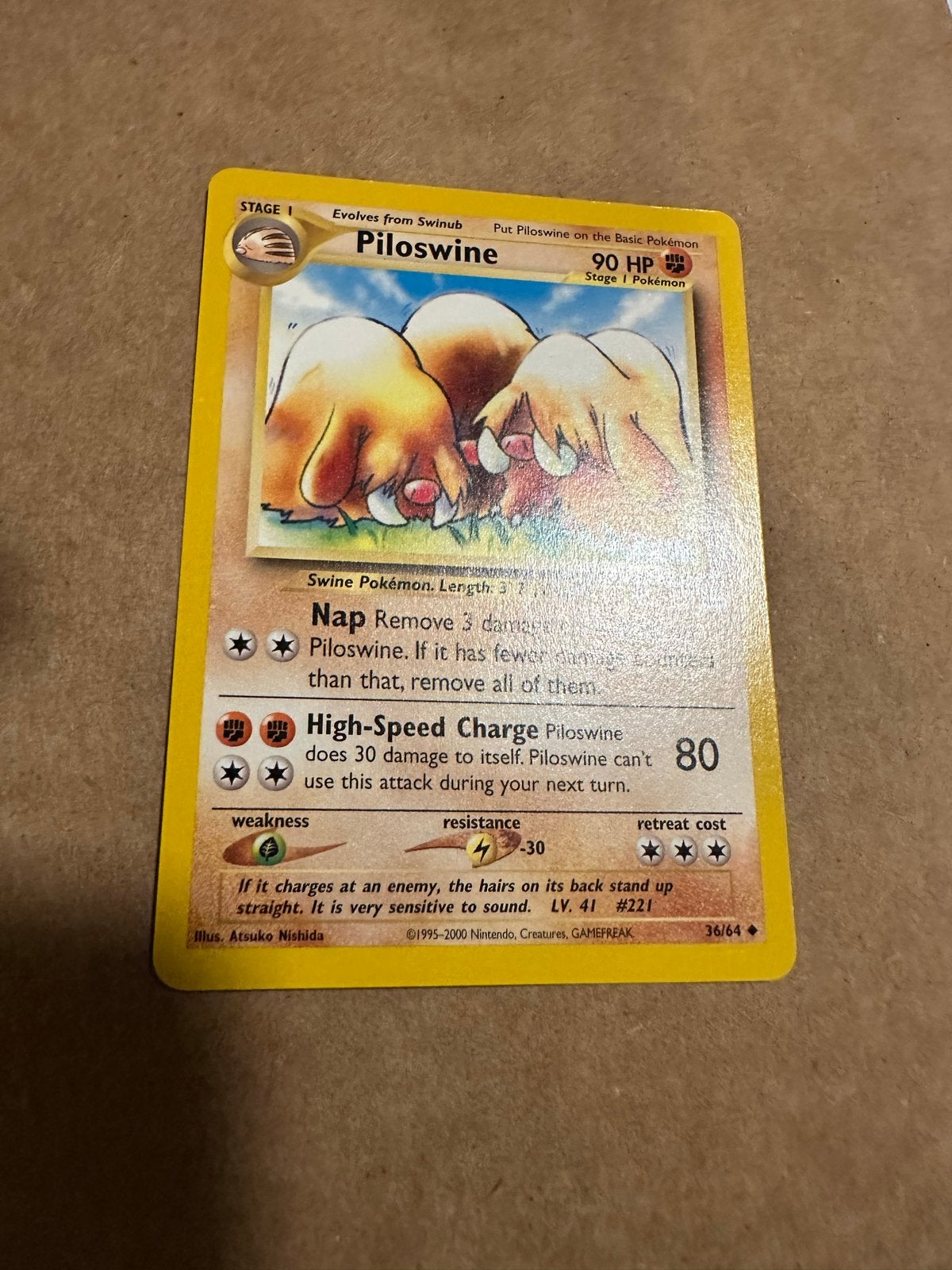 Pokémon Kaart Piloswine 36/64 Neo Revelation, Ophalen of Verzenden, Gebruikt, Losse kaart